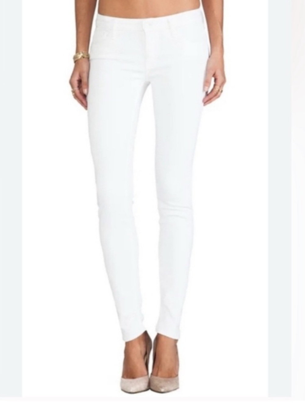 MOTHER The Looker Crop Skinny Jeans - Mirror Mirror White - Size 24